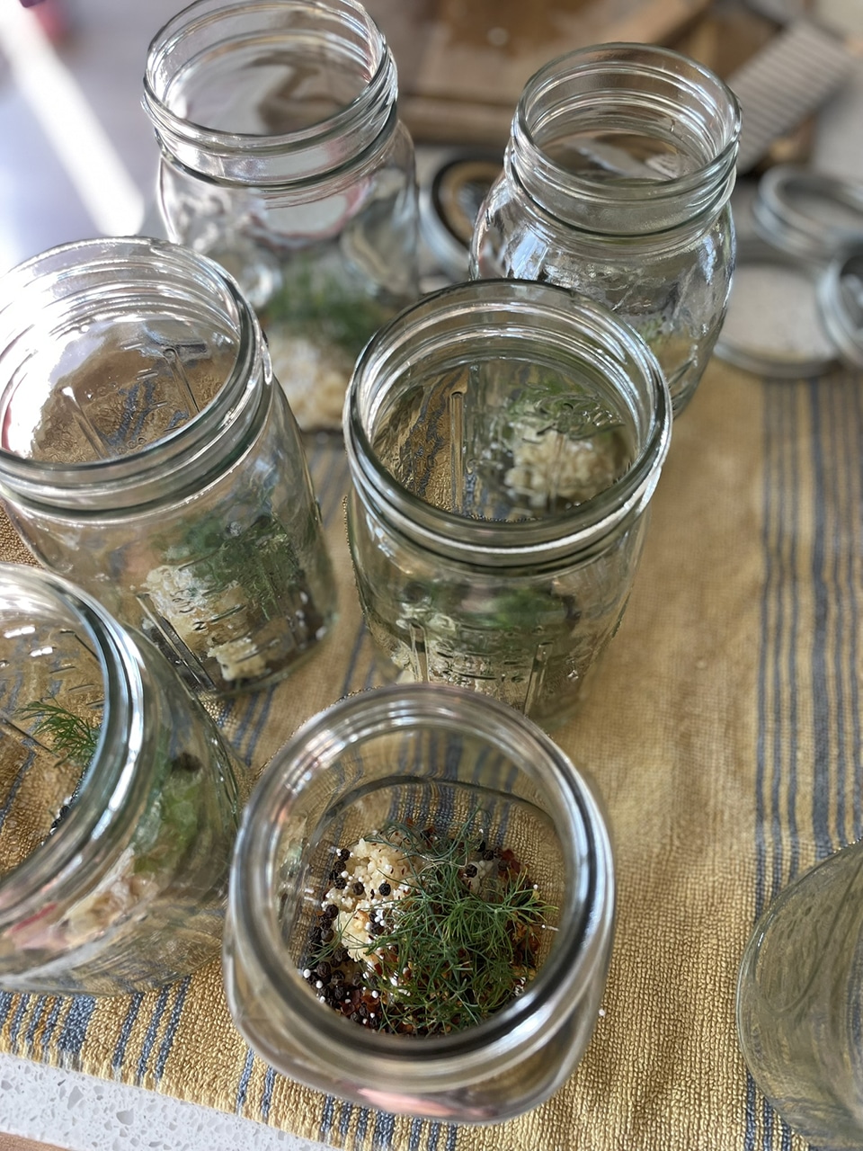 Jars prepped for cucumbers