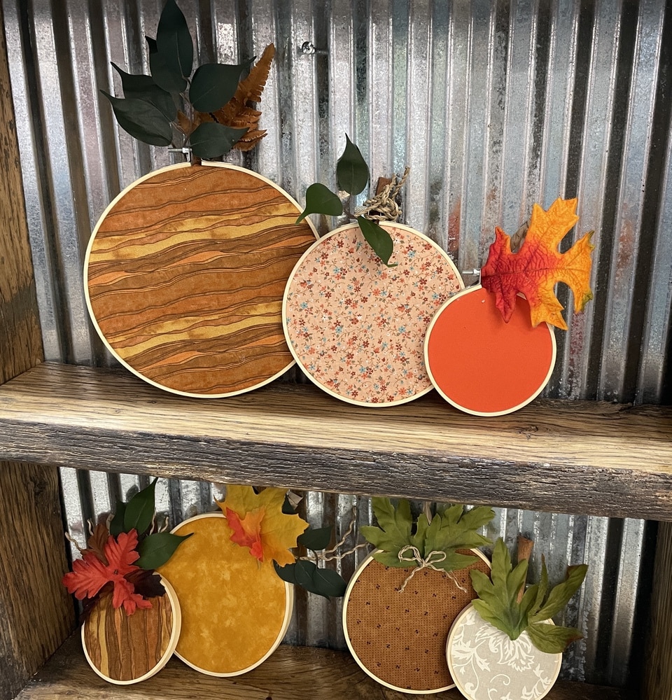 Finished hoop pumpkins