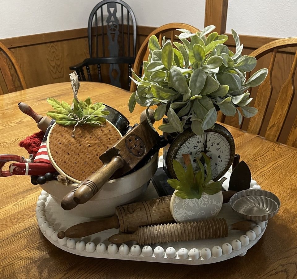 Hoop pumpkins on table top