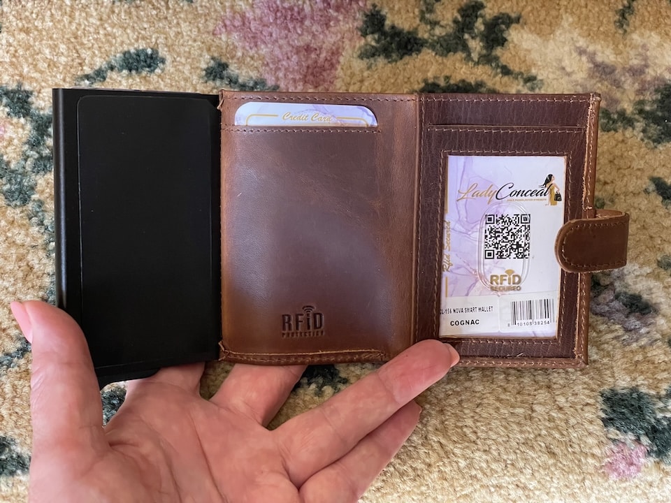 OPen wallet Compact Leather Wallet Lady Conceal Nova RFID