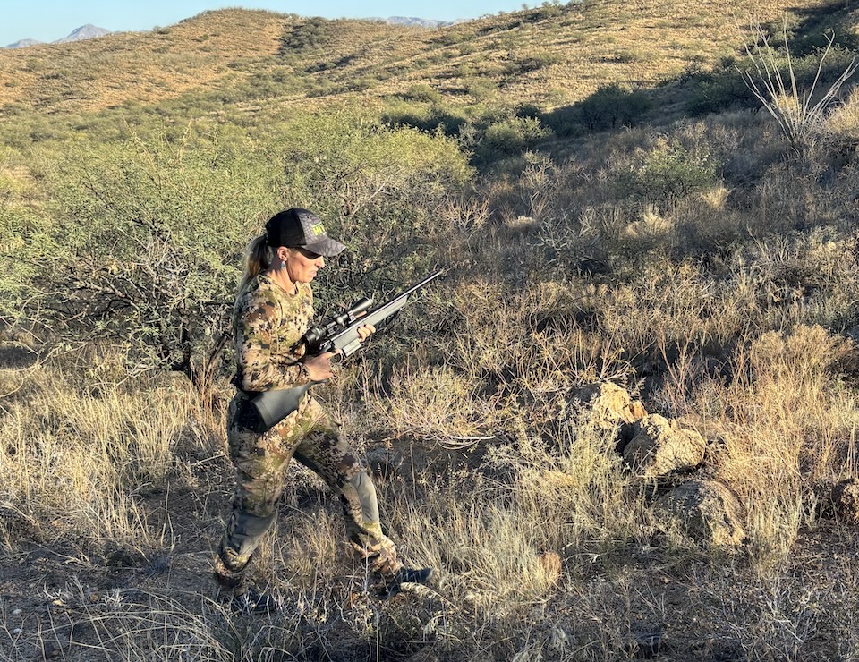 Walking in thick brush 