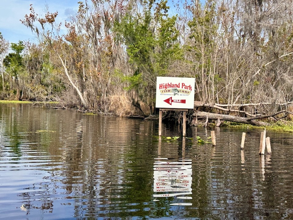 Highland Park Fish Camp sign West Volusia County