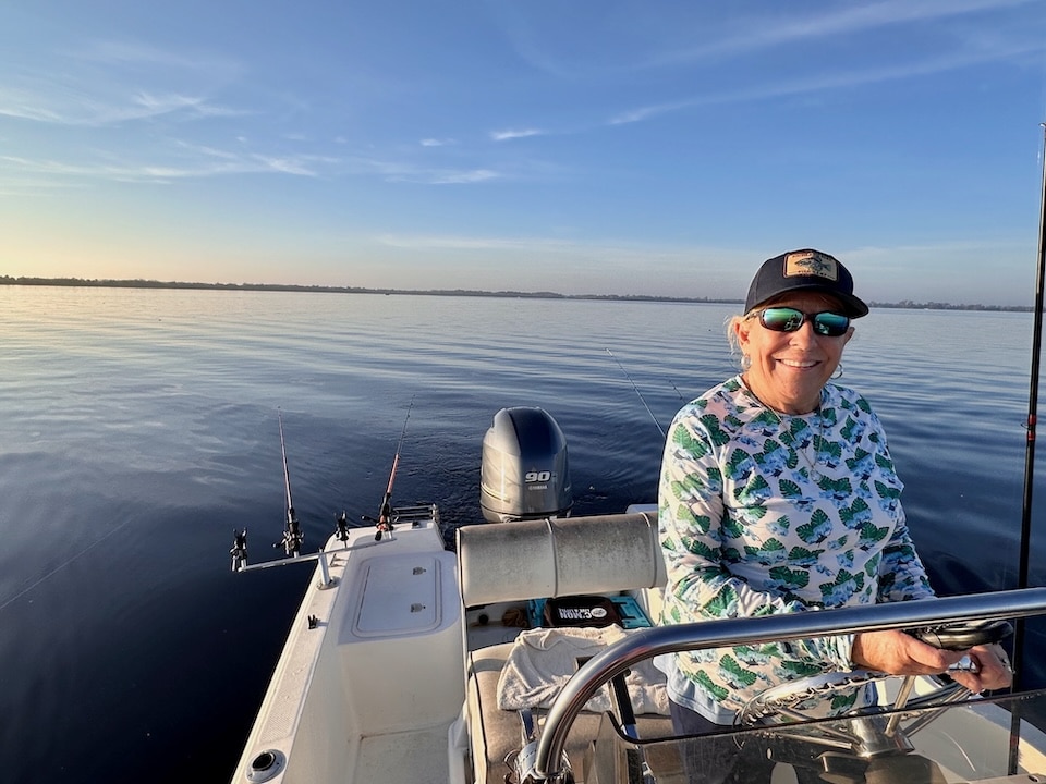 Liz Whitaker on boat