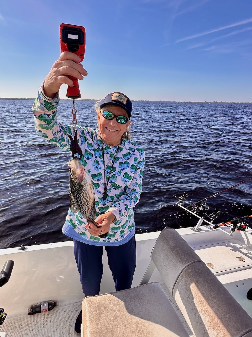 Liz Whitaker weigh crappie