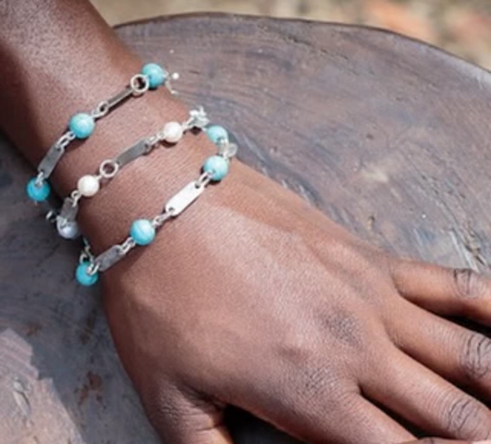 snare bracelet with turquoise