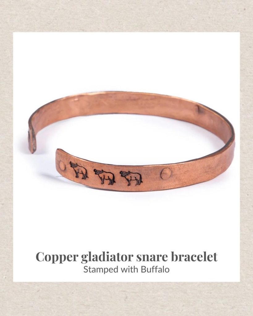 stamped copper mulberry mongoose bracelet