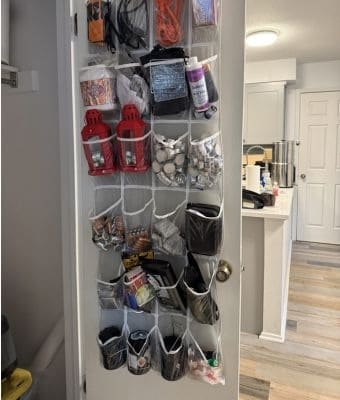 Simple Shoe Organizer Into a Prepper Closet feature