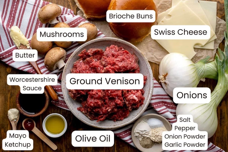 venison-mushroom-swiss-burger-ingredients-with-labels