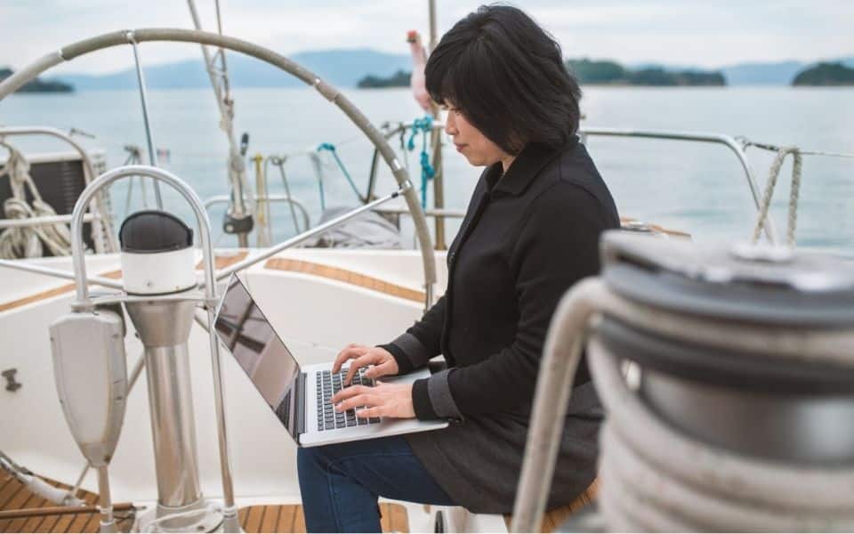 woman on boat