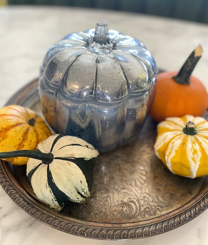 DIY Mercury Glass Pumpkin feature