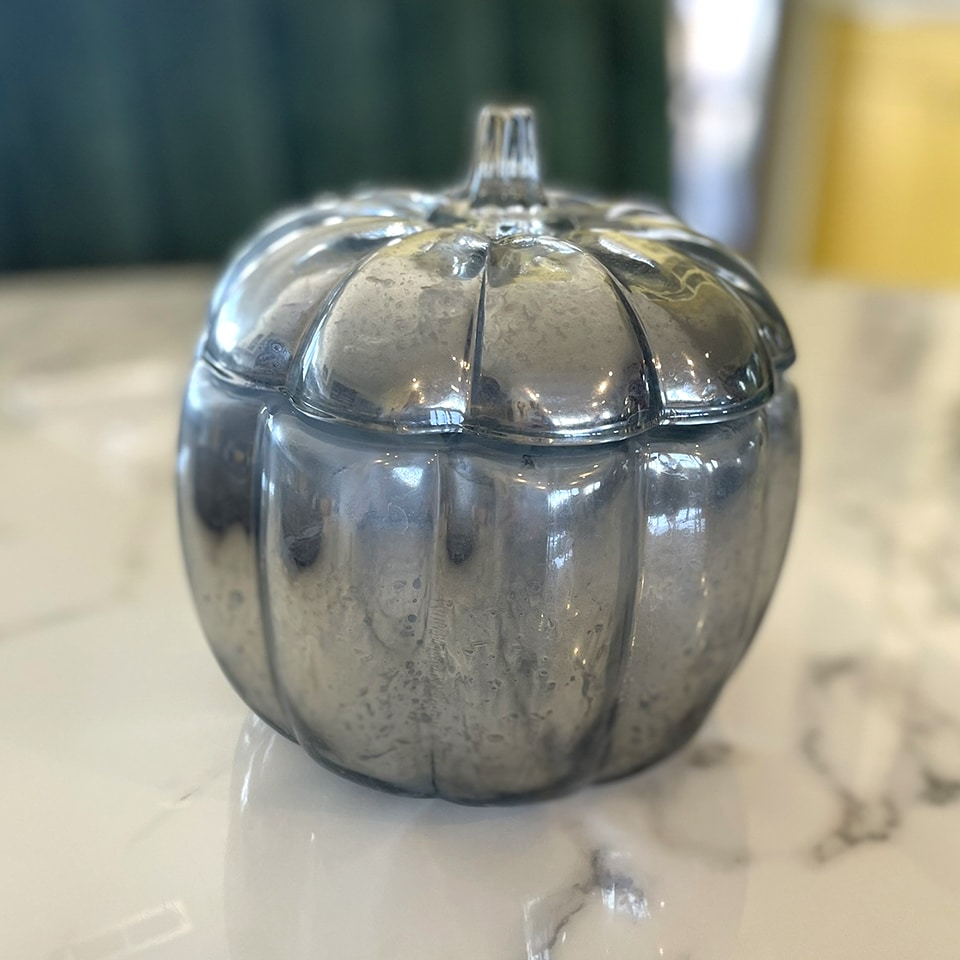 DIY Mercury Glass Pumpkin finished
