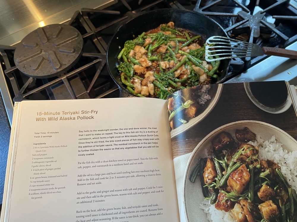 Teriyaki stir-fry with pollock Eat Wild cookbook Seafood of Alaska