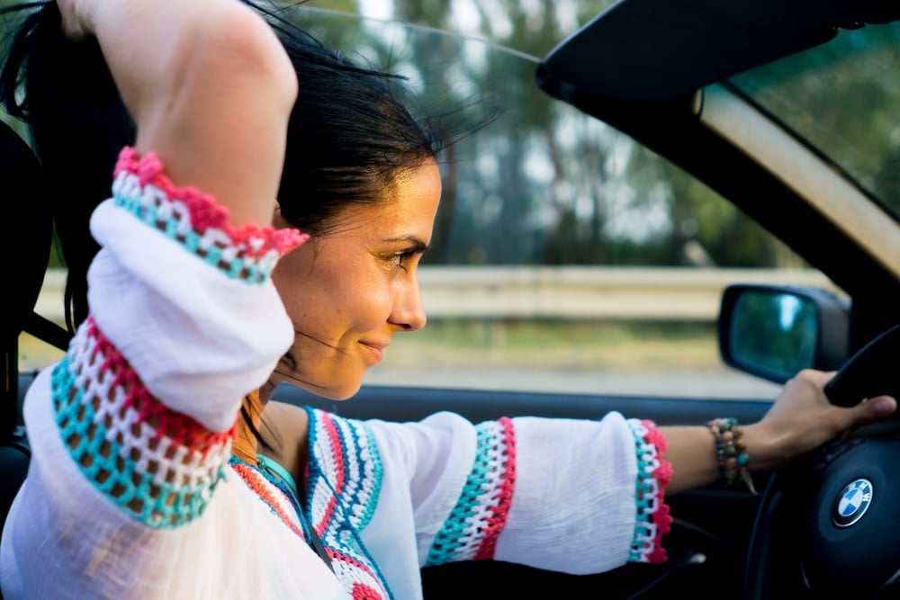 woman in car