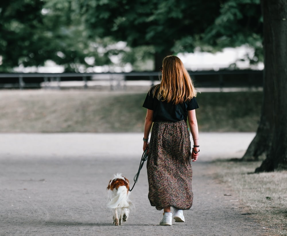 woman walking away