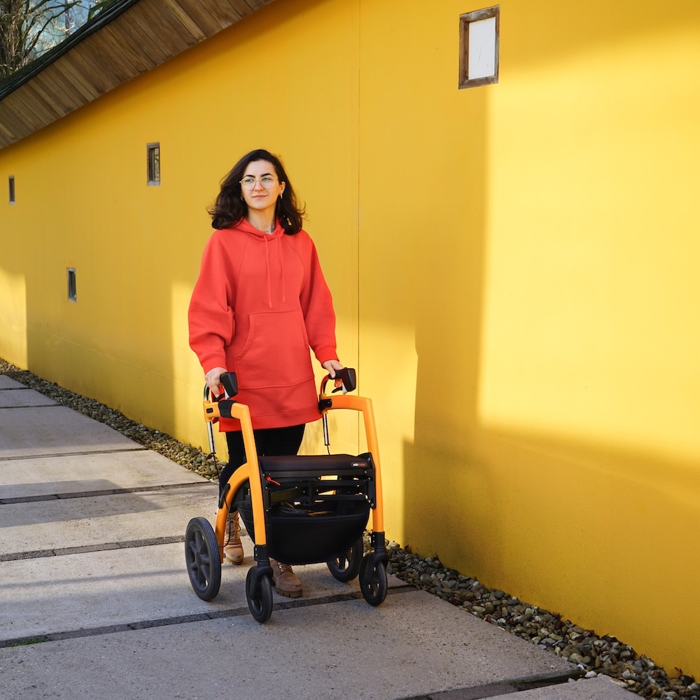 woman walking rollator