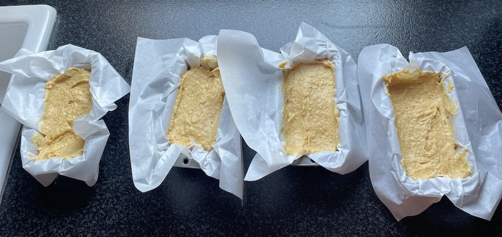 Pawpaw batter in bread pans