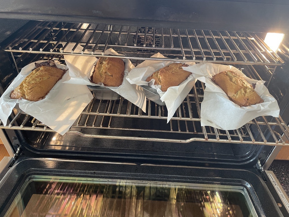pawpaw bread in oven