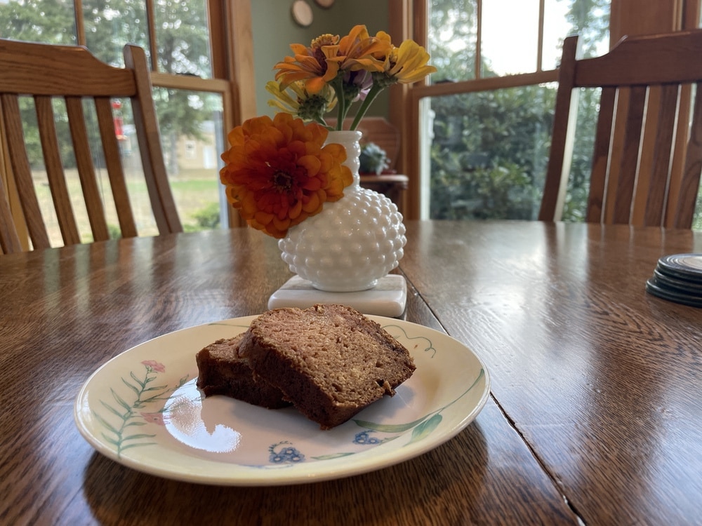 pawpaw bread on table