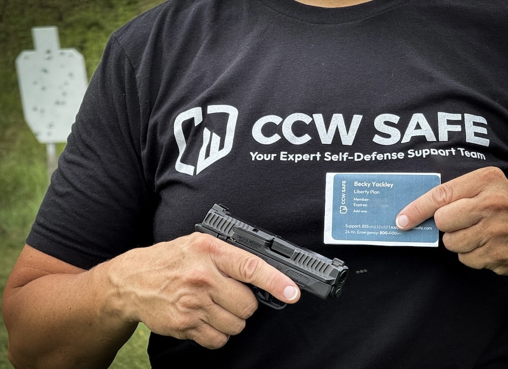 Becky holding ccw safe card