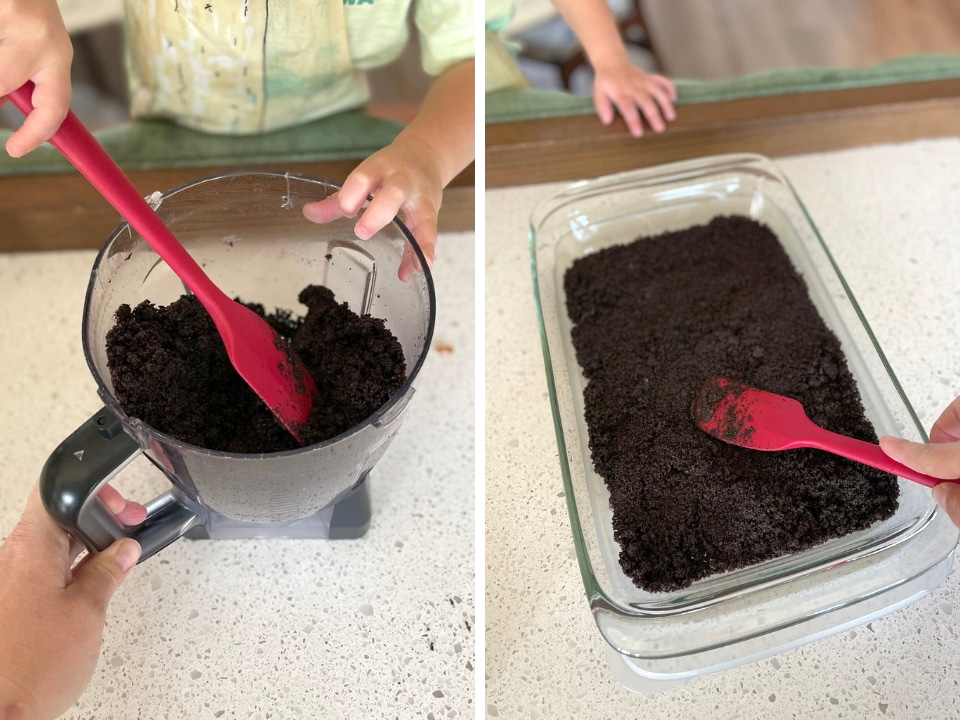 Cemetery dirt and worms cake base